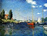 Red Canvas Paintings - The Red Boats Argenteuil